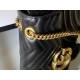 Gucci Black Leather GG Marmont Medium Matelassé Shoulder Bag 443496