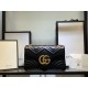 Gucci Black Leather GG Marmont Medium Matelassé Shoulder Bag 443496