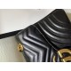 Gucci Black Leather GG Marmont Medium Matelassé Shoulder Bag 443496