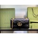 Gucci Black Leather GG Marmont Small Matelassé Shoulder Bag With Heart 443497