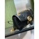 Gucci Black Leather GG Marmont Small Matelassé Shoulder Bag With Heart 443497