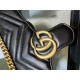 Gucci Black Leather GG Marmont Small Matelassé Shoulder Bag With Heart 443497