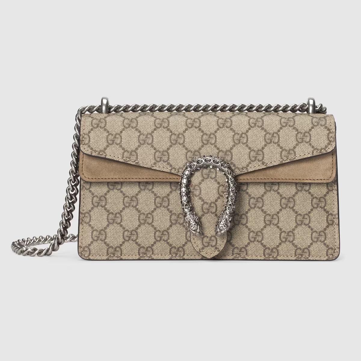 Gucci Dionysus small shoulder bag in GG Supreme and taupe suede 499623