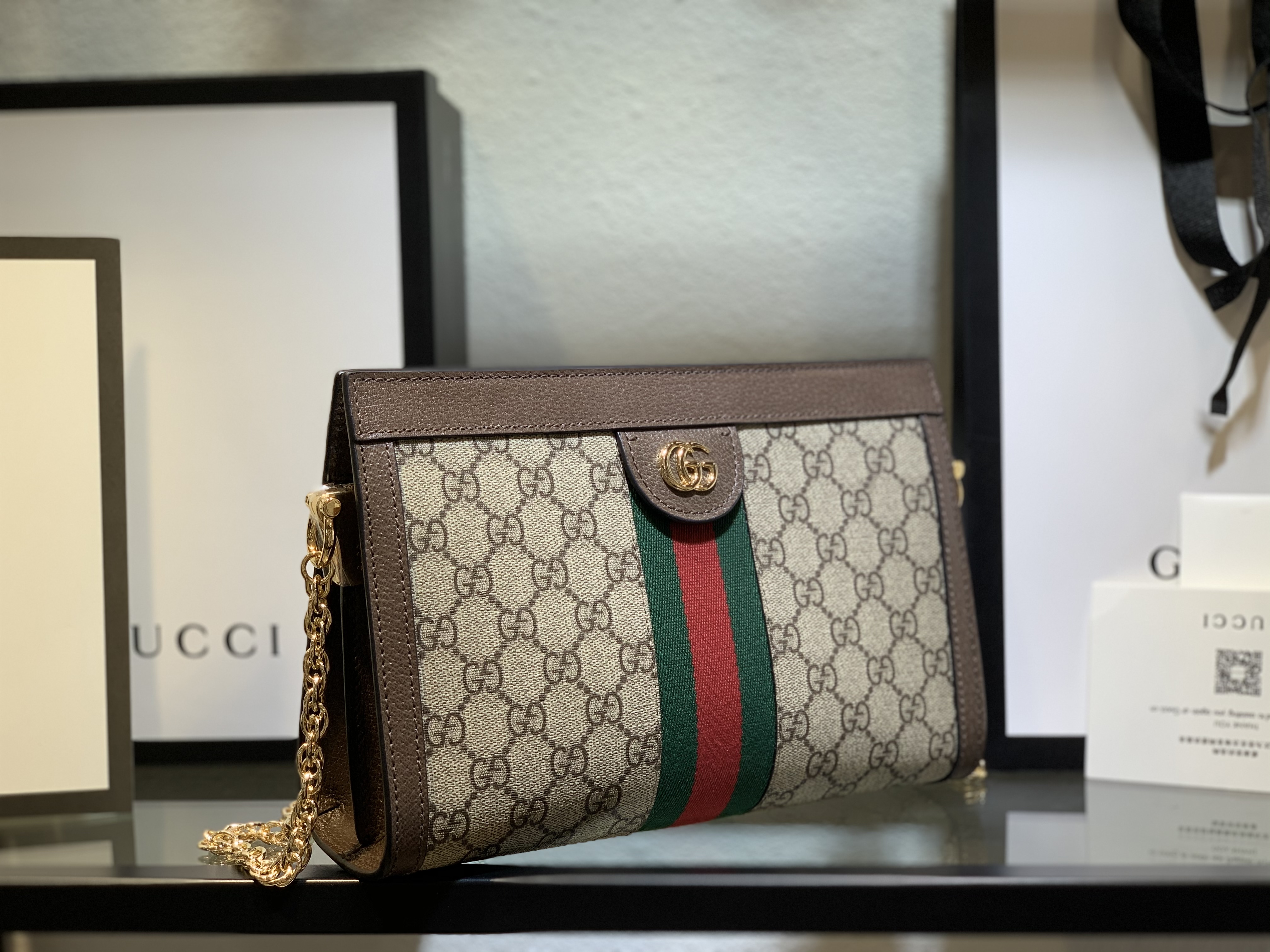 Gucci GG Supreme Ophidia Small Chain-Strap Shoulder Bag 503877