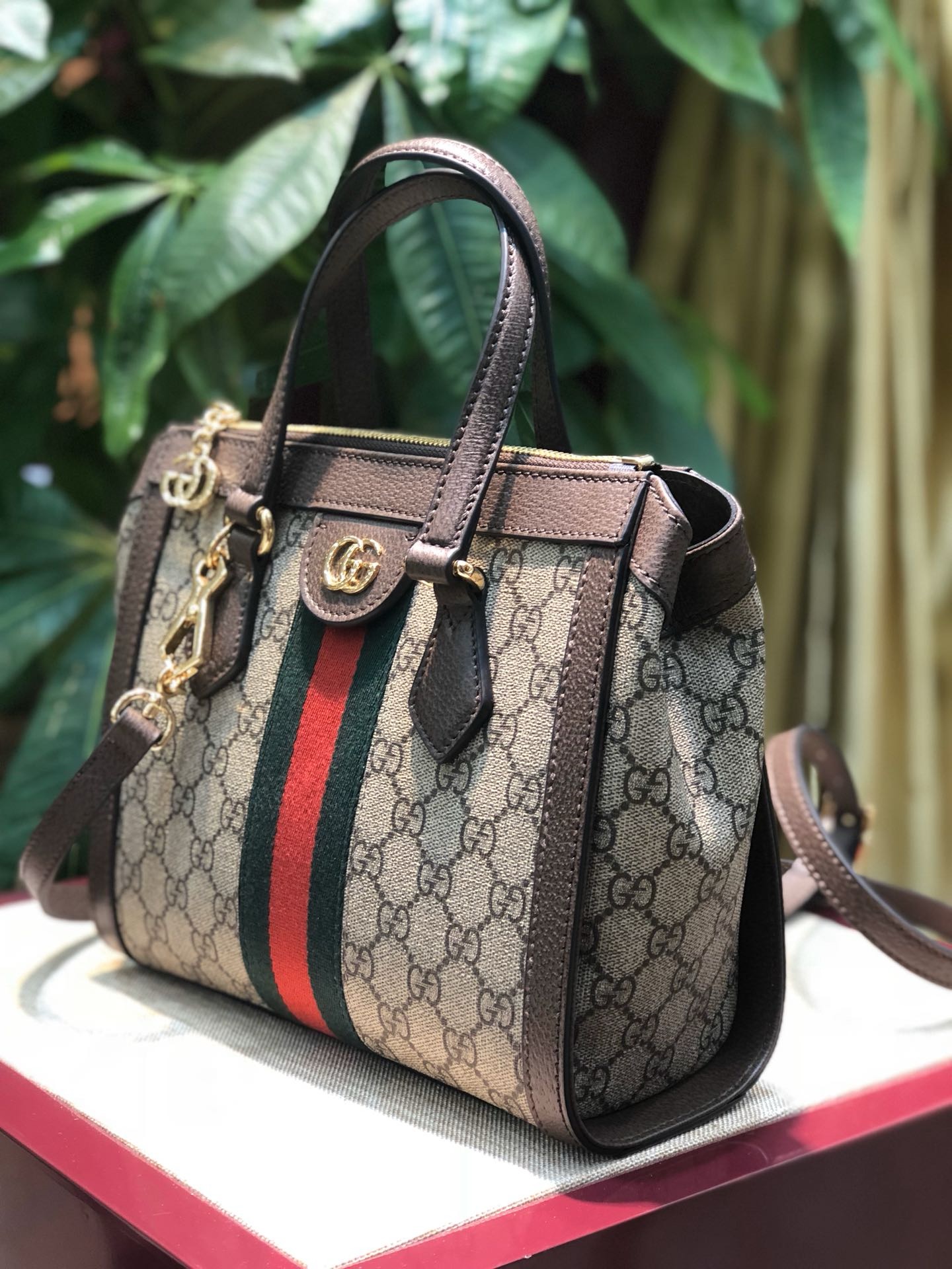 Gucci Beige / Ebony GG Supreme Ophidia Small Tote Bag 547551