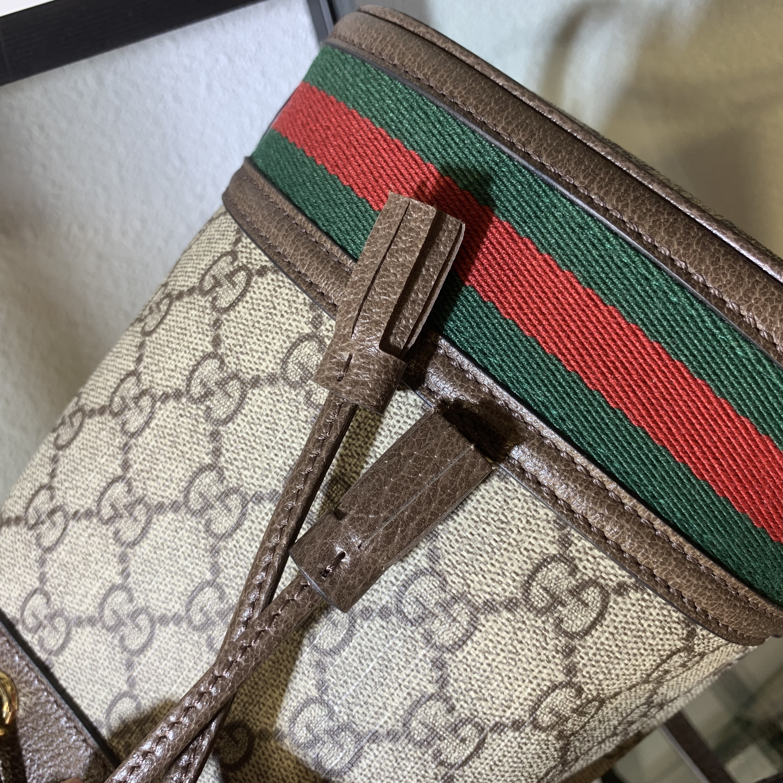 Gucci Beige / Ebony GG Supreme Ophidia Mini Bucket Bag 550620