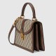 Ophidia small top handle bag in beige and ebony GG Supreme 651055